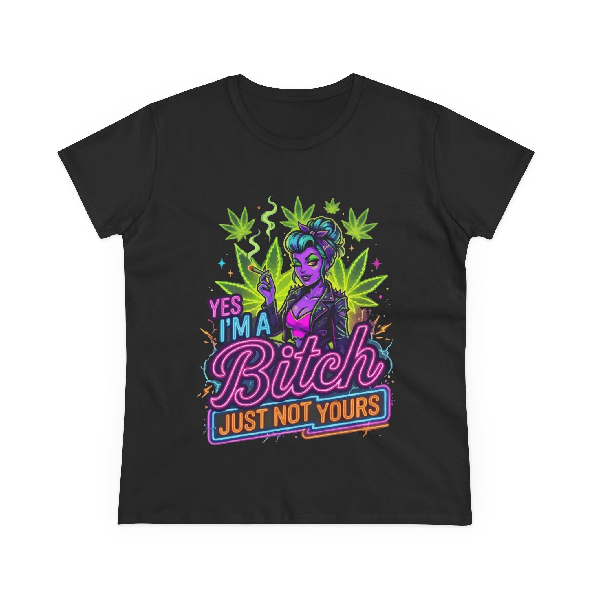 Yes I'm a Bitch T-Shirt — Bold Women's Graphic Tee with Cannabis Pin-Up Design