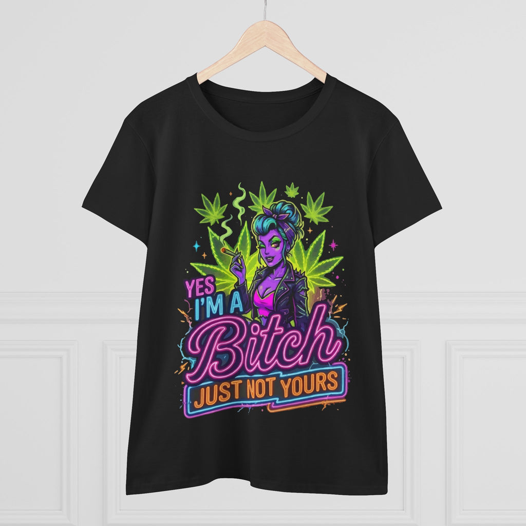 Yes I'm a Bitch T-Shirt — Bold Women's Graphic Tee with Cannabis Pin-Up Design
