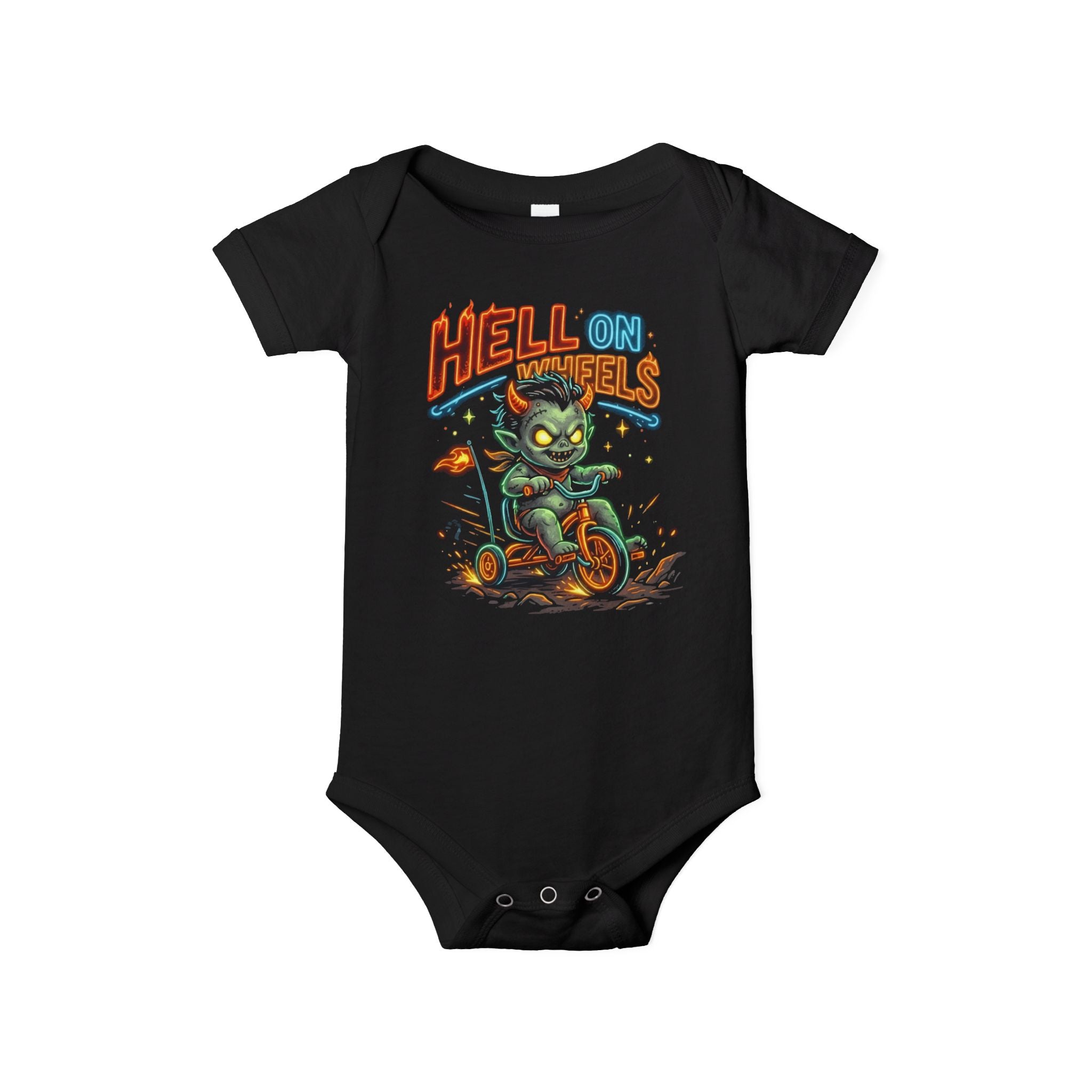 Infant One-Piece — "Hell on Wheels" Demon Tricycle Baby Bodysuit