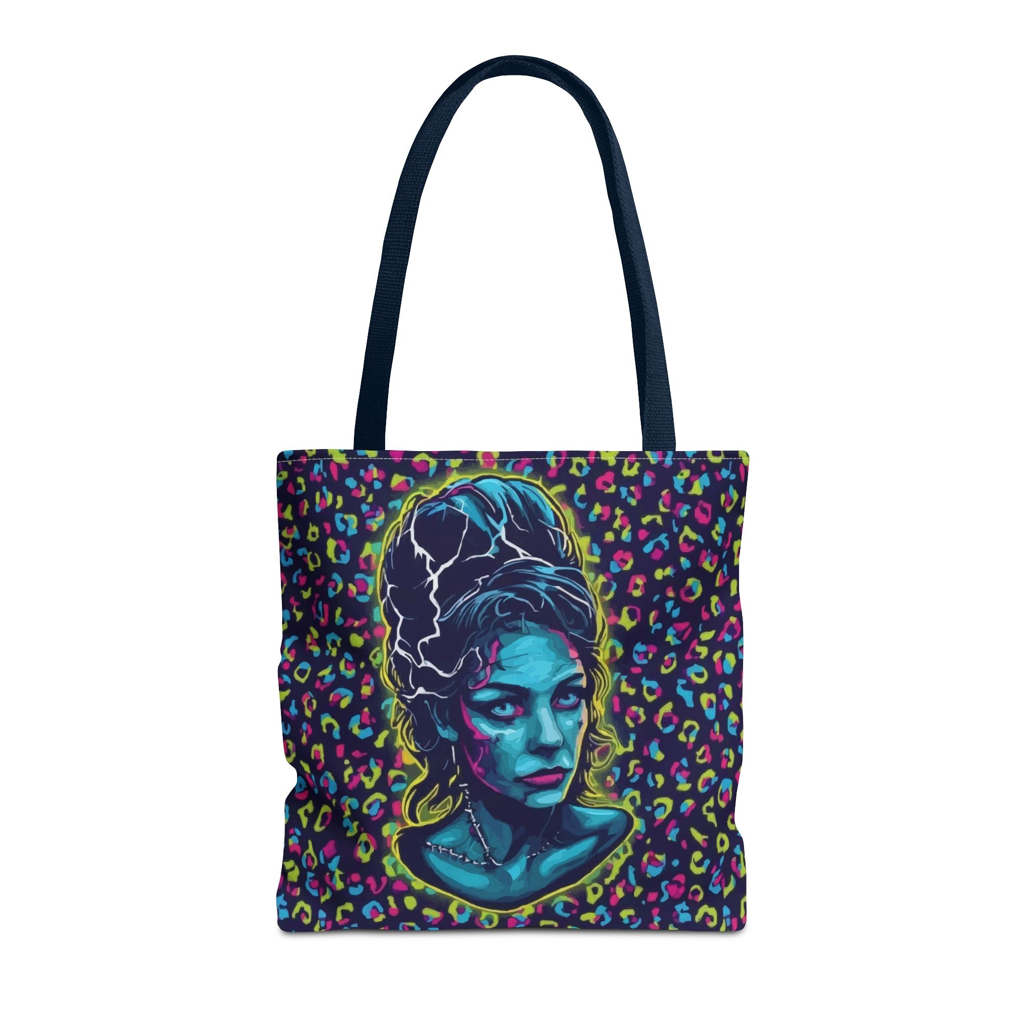 Neon Bride of Frankenstein Tote Bag - Retro Pop Art All-Over Print