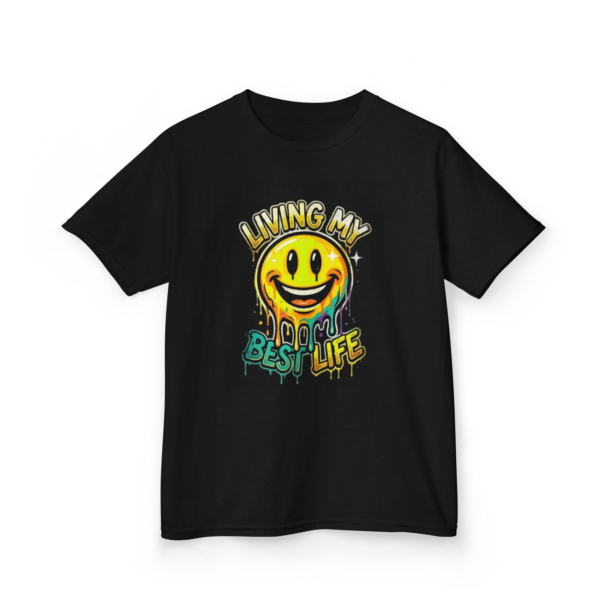 Kids T‑Shirt — "Living My Best Life" Smiley Graphic Tee