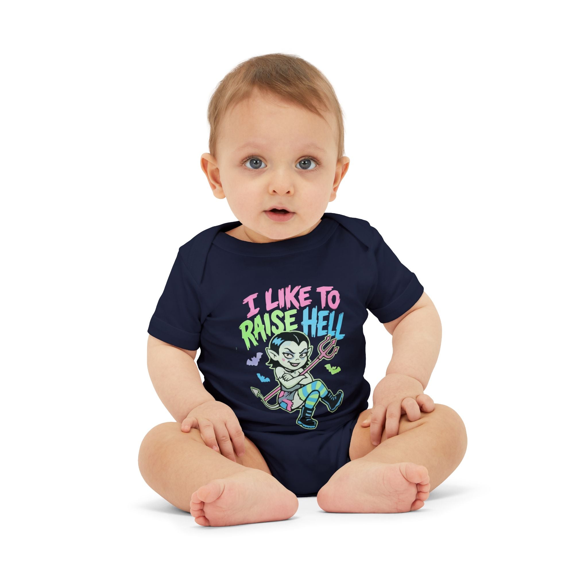 I Like to Raise Hell Baby Onesie — Cute Baby Demon Graphic Infant Bodysuit