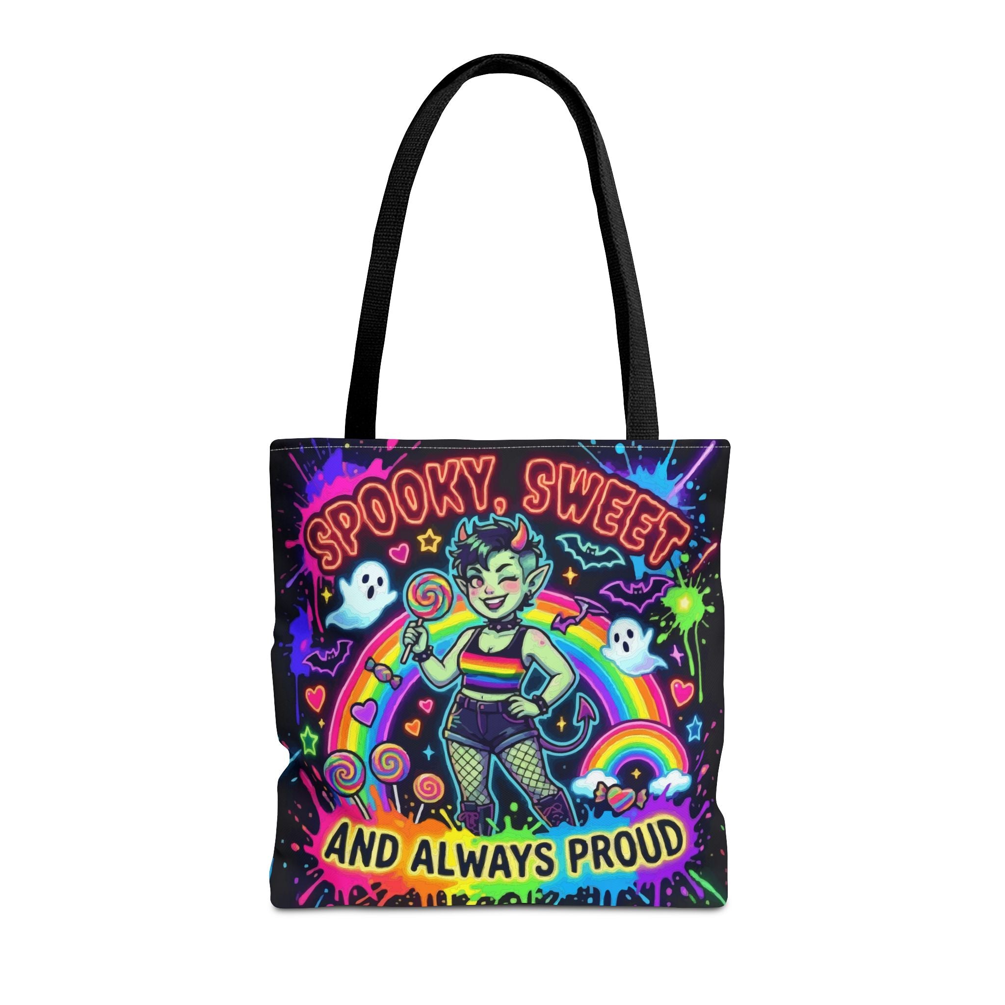 Spooky, Sweet and Always Proud Rainbow Goth Tote Bag